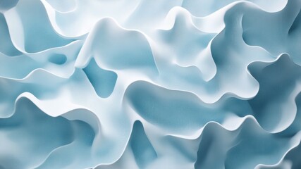 Fototapeta premium Abstract fluid shapes in light blue and white, flowing smoothly with light effects.