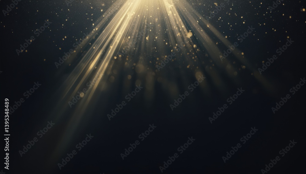Poster golden light rays in dark abstract background for spiritual, cosmic, or futuristic design with depth
