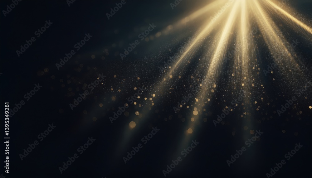 Poster golden light rays in dark abstract background for spiritual, cosmic, or futuristic design with depth
