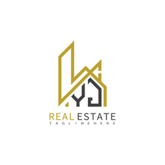initial monogram logo for real estate With building and home shape creative design.
