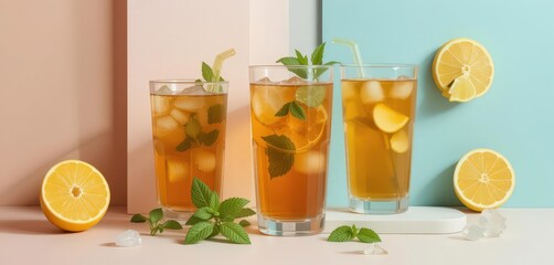  A Modern Take on a Classic Drink Iced Tea Presented with Minimalist Aesthetics, Highlighting the Beauty of Form and Function