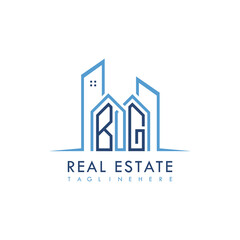 Fototapeta premium initial monogram logo for real estate With building and home shape creative design. 