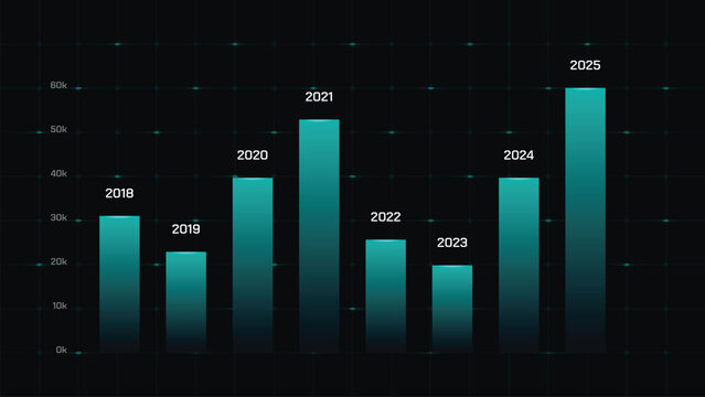 Modern Data Visualization and Annual Business Report Graph Design on Dark Background