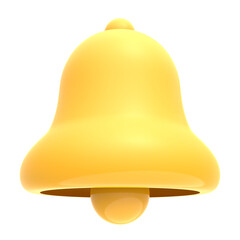 3d notification bell icon isolated on transparent background. 3d render yellow bell with new notification for social media reminder. Realistic icon