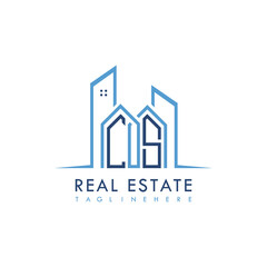 initial monogram logo for real estate With building and home shape creative design.
