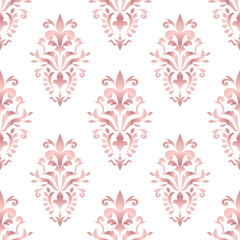Classic Damask seamless pattern, Vintage design, element old style, Rose gold floral ornament, Luxury Ornamental lace tracery, Traditional background, Vector Illustration for Elegant Textile Design