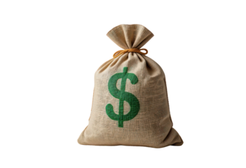 sack with dollar symbol isolated on transparent png