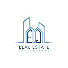 initial monogram logo for real estate With building and home shape creative design.
