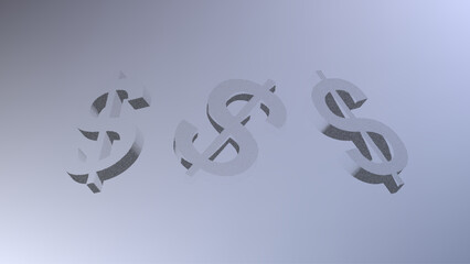 Dotwork pattern dollar symbol. Black noise stipple dots money sign. Sand grain effect. Black dots grunge banner, poster. 3d symbol from different angles. Grainy gradient noise dotwork pattern.