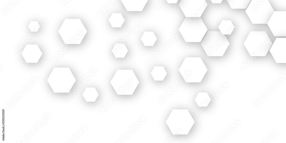 Poster abstract white soft hexagon concept design abstract technology background vector. white 3d futuristi