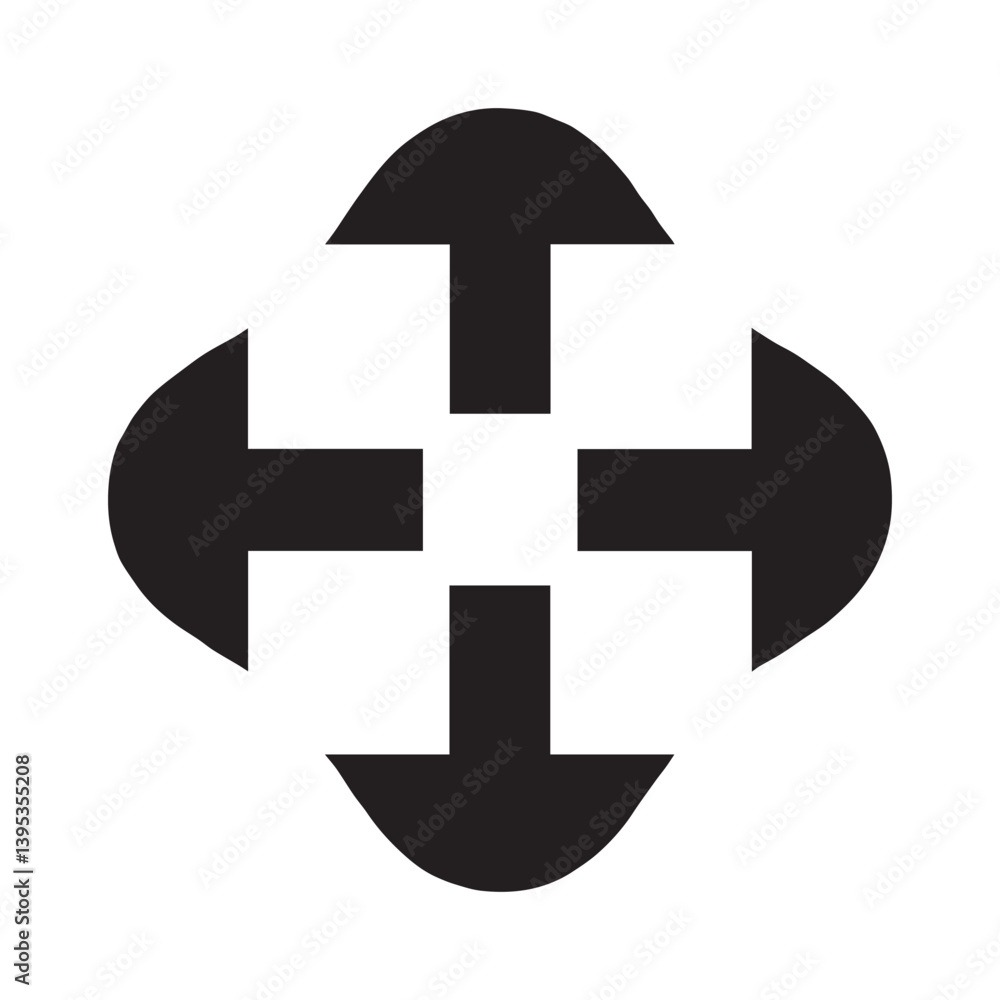 Poster a set of black filled arrow icons in a silhouette style. there are right-pointing, left-pointing, up