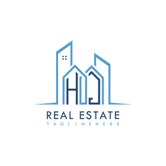 initial monogram logo for real estate With building and home shape creative design.
