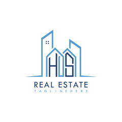 initial monogram logo for real estate With building and home shape creative design.
