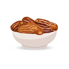 Vector illustration of sweet dates in a saucer.