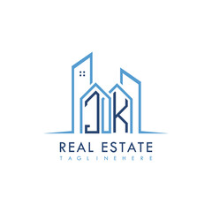initial monogram logo for real estate With building and home shape creative design.
