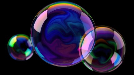Colorful, iridescent soap bubbles