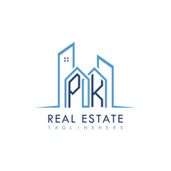 initial monogram logo for real estate With building and home shape creative design.
