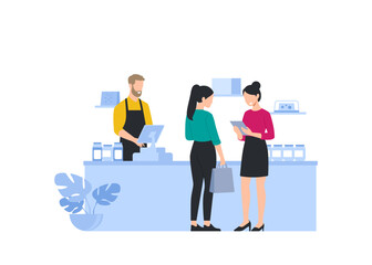 customer service retail store counter flat illustration