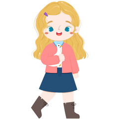 Cute girl is carrying duck