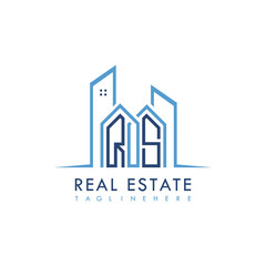 initial monogram logo for real estate With building and home shape creative design.
