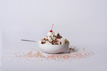 Ice cream sundae with cherry 