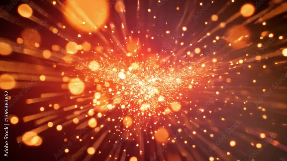 Poster dynamic abstract background vibrant explosion of orange and gold particles creating energy and excit