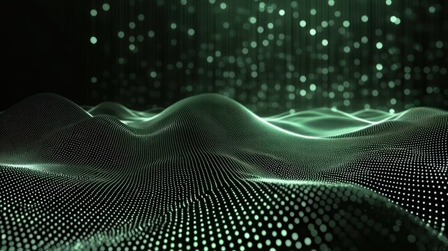 A digital matrix of binary code flowing across a dark background.