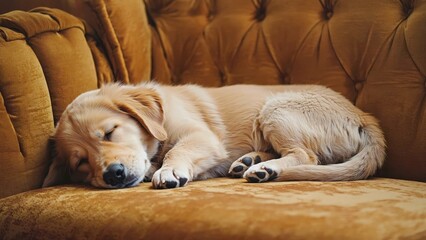 Obraz premium golden retriever puppy sleeping