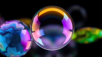 Colorful soap bubbles in motion