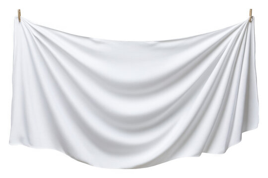 Blank Outdoor Marketing Concept Stretching White Fabric Display Banners on Transparent Background