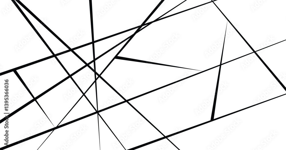Poster random geometric line seamless pattern. black outline monochrome texture. random chaotic lines abstr