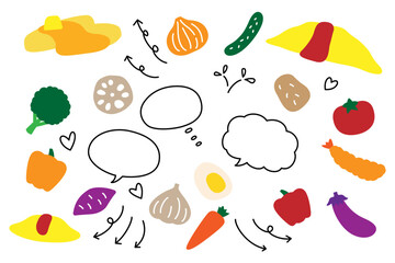 かわいい 食べ物 吹き出し 矢印 セット