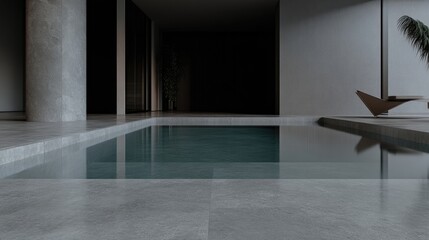 Modern indoor-outdoor pool area with minimalist design