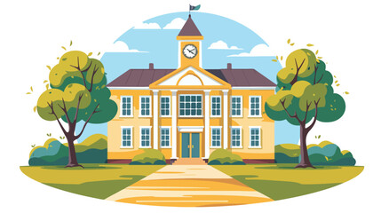Professional School Design Vector Illustration on White Background for Education Marketing Materials