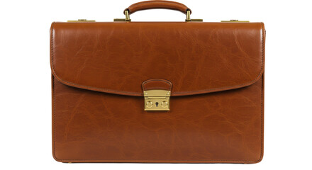 Isolated Elegant Brown Leather Briefcase