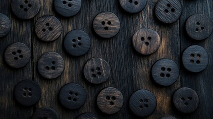 Obraz premium Dark Wooden Buttons on Rustic Background
