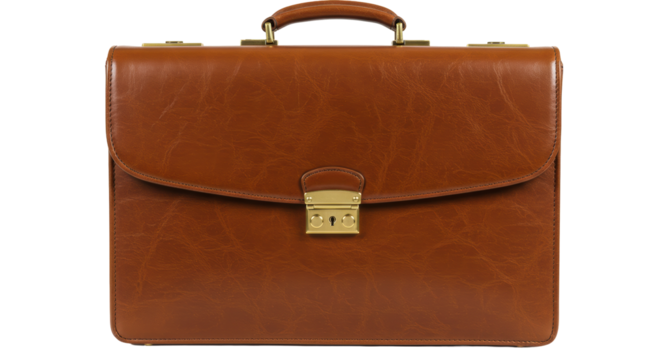 Isolated Elegant Brown Leather Briefcase
