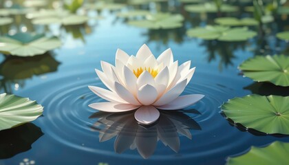  Animated Lotus Floating Gently on a Calm Water Surface