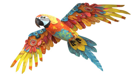 Fototapeta premium Colorful flying parrot isolated on white