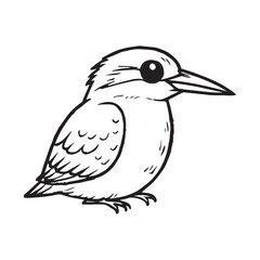 A kawaii adorable bird: kingfisher illustration in a simple and minimalist style with a bold outlined style