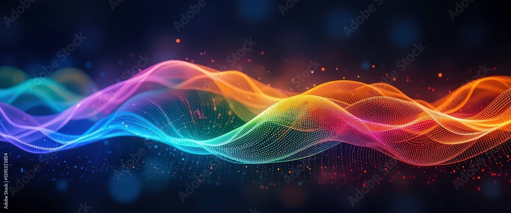 Poster a spectrum of colors forms a wave, signifying the diverse and harmonious nature of digital data.