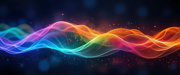 Obraz premium A spectrum of colors forms a wave, signifying the diverse and harmonious nature of digital data.