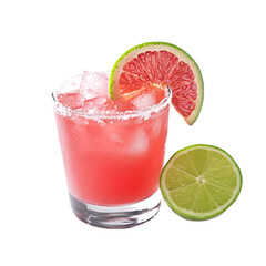 Refreshing Paloma Cocktail with Grapefruit Slice and Salted Rim on Transparent Background Delicious and vibrant summer drink concept