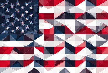 Fototapeta premium Geometric shapes meticulously arrange to create a stylized flag design. Contemporary and eye catching, a perfect symbol of unity.