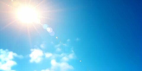 A vibrant sky with bright sunlight and scattered clouds, embodying a sense of tranquility and natural beauty.