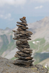 Stacked stones on the mountain, Alps, Switzerland