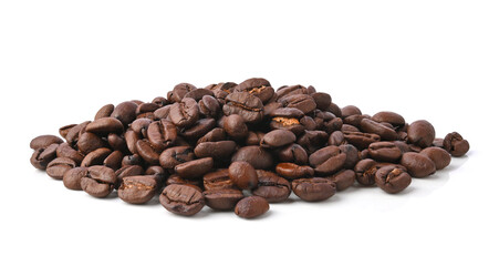 Roasted coffee beans isolated on white background