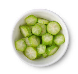 Vegetable starfruit or sour starfruit (Averrhoa bilimbi L.) belimbing wuluh. on a white background