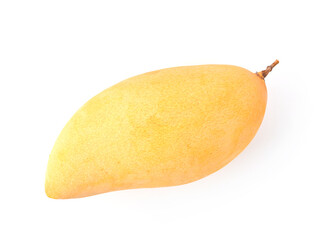 ripe yellow mango isolated on white background top view