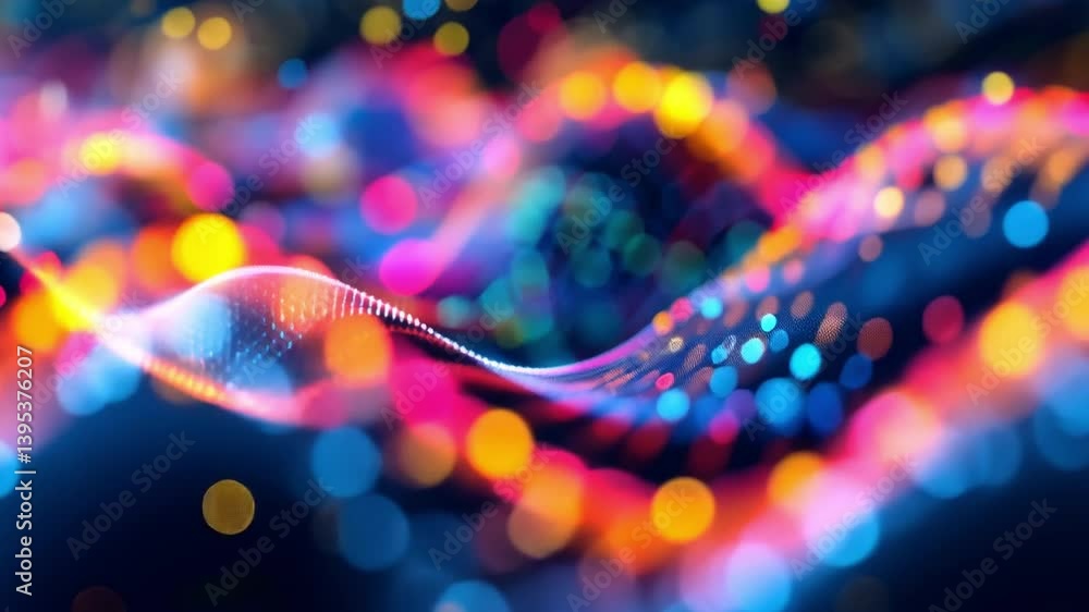 Poster vibrant abstract background with colorful waves and glowing dots dynamic and energetic visual experi